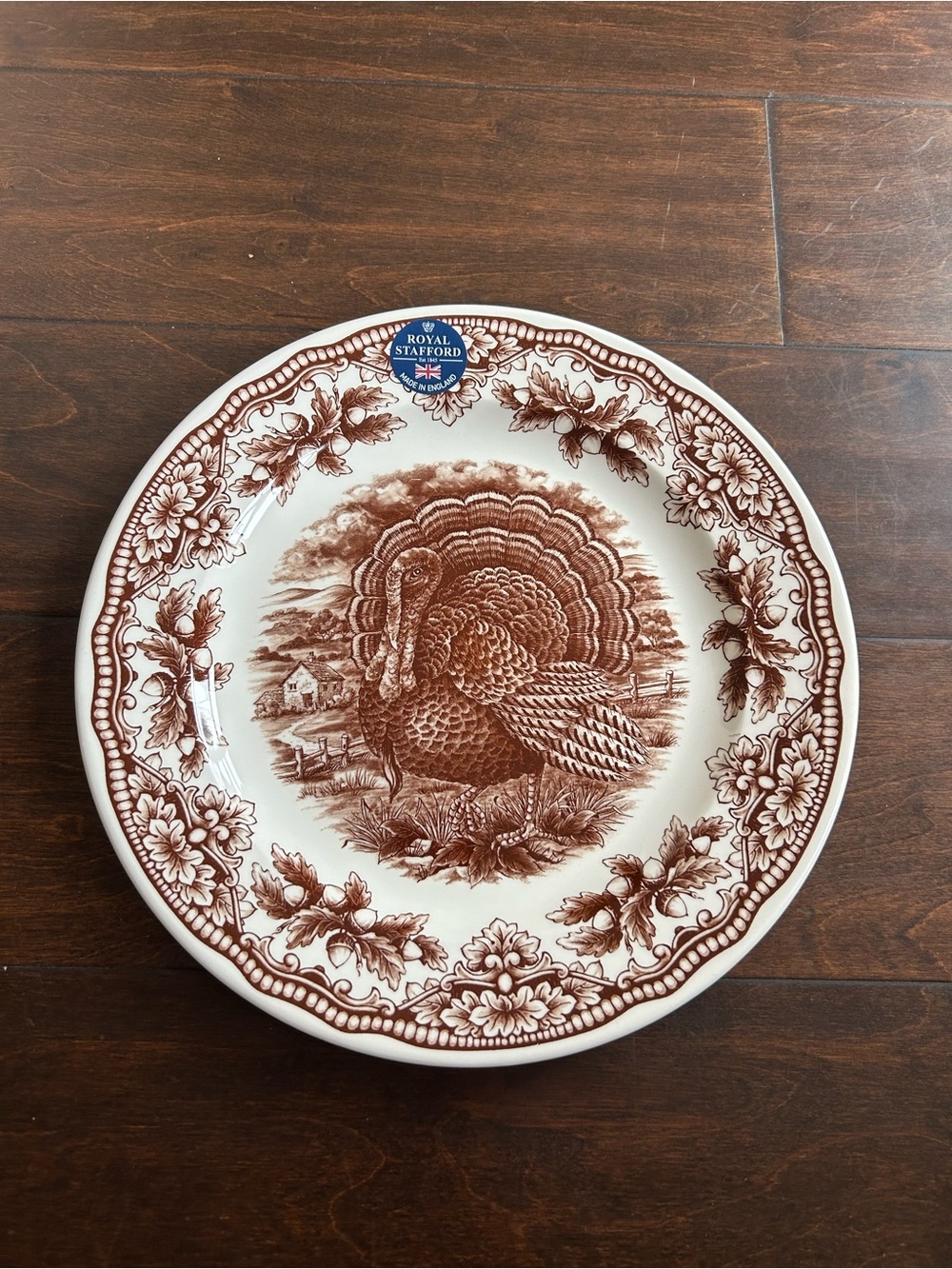 Royal Stafford Turkey Thanksgiving Dinner Plates Set of 2 Brown Woodland